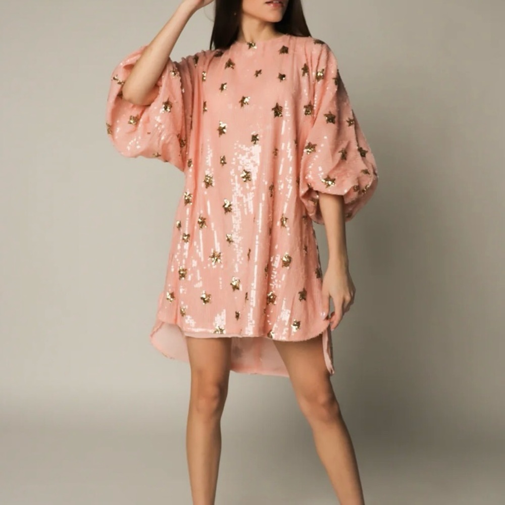MABLE Pink Star Sequined Mini Dress/Tunic